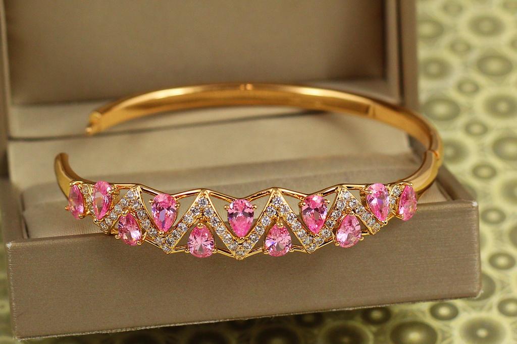Браслет бенгл Xuping Jewelry Пионовый Зигзаг 57 мм на руку 16-18 см Золотистый (34204814)