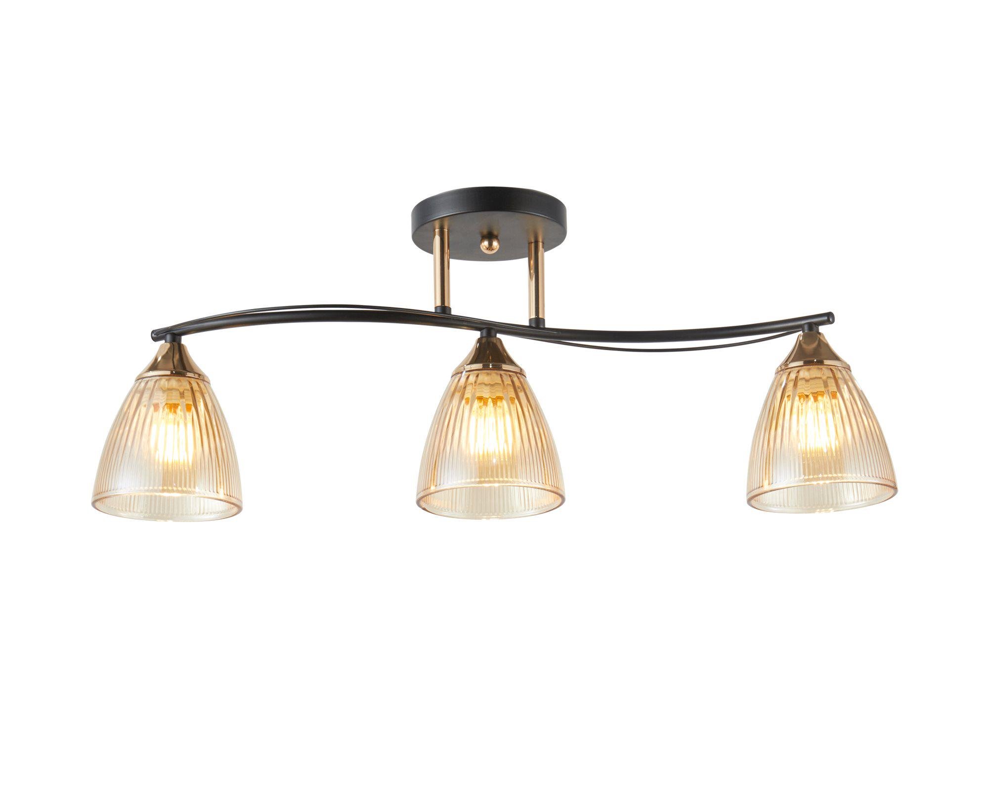 Потолочная люстра на 3 плафона Черно-золотой (6377-3)