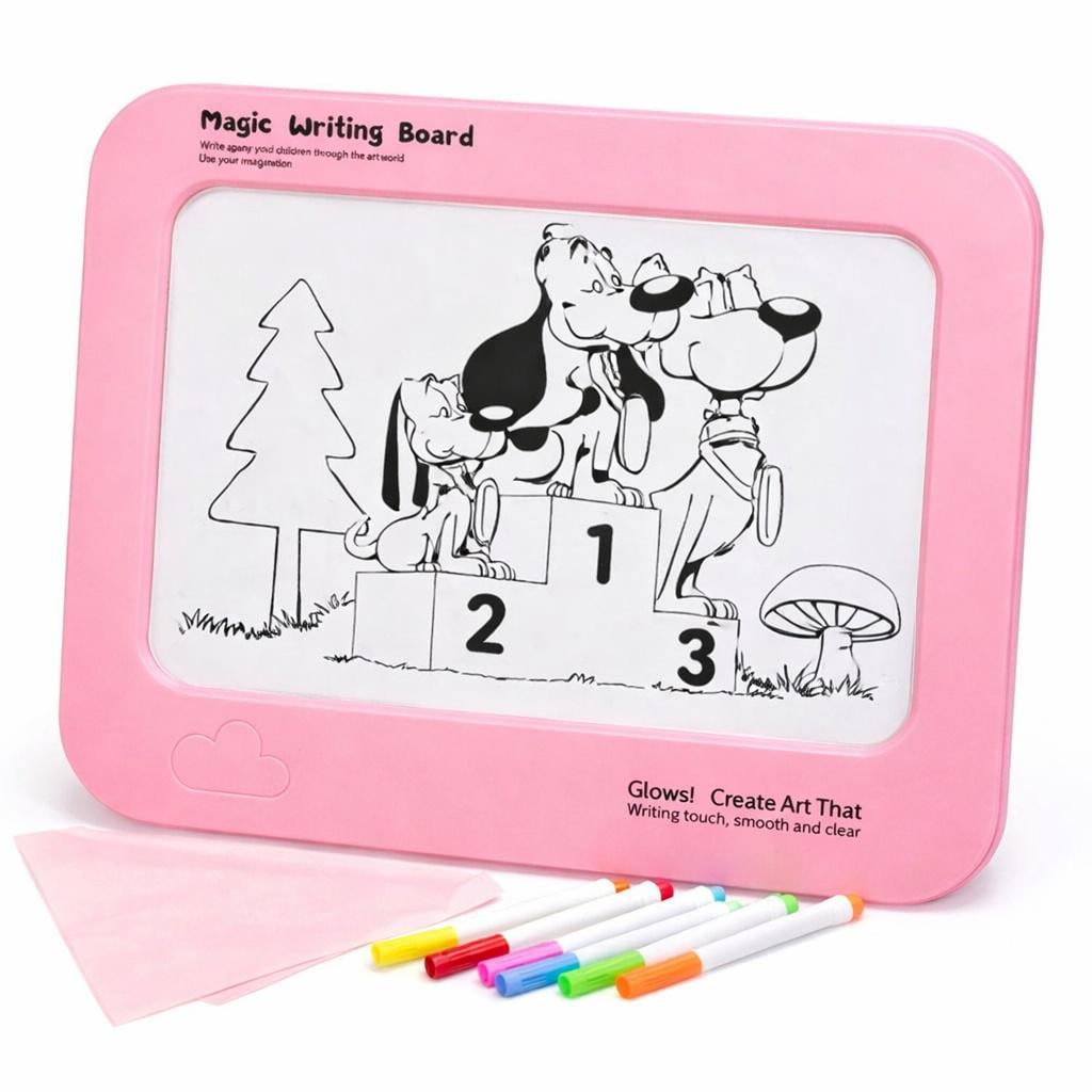 Доска для рисования световая неоновая с трафаретами Розовый (2634-1)