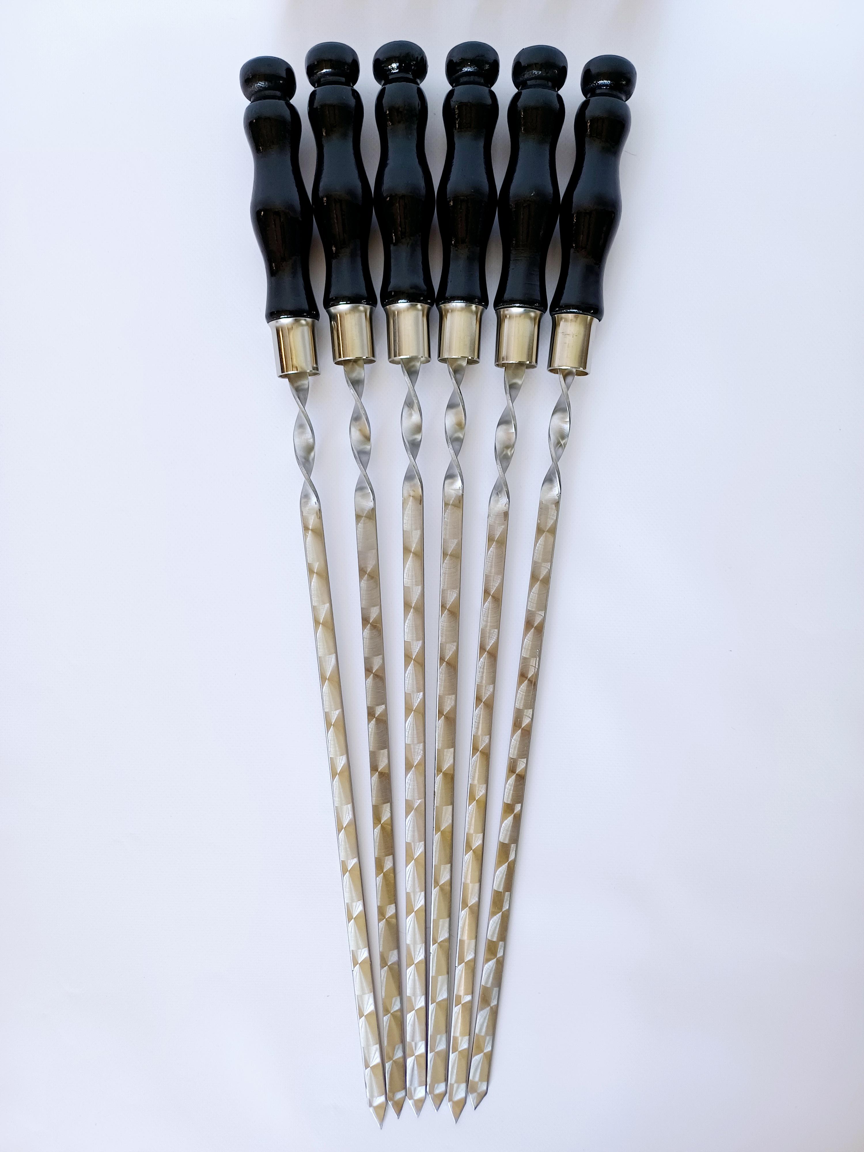 Шампур для шашлику Преміум с дерев'яною ручкою 3х12х630 мм Чорний