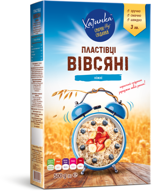 Пластівці вівсяні швидкого приготування Ніжні Хатинка 0,5 кг (4820174601560)