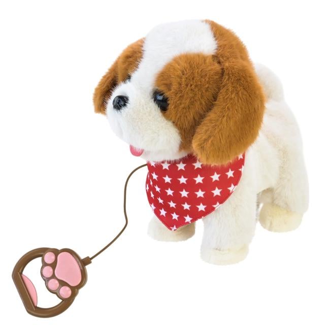 Интерактивная игрушка Країна Іграшок Песик с поводком из текстиля 25х13х25 см Белый с коричневым (150-98-BF2508)