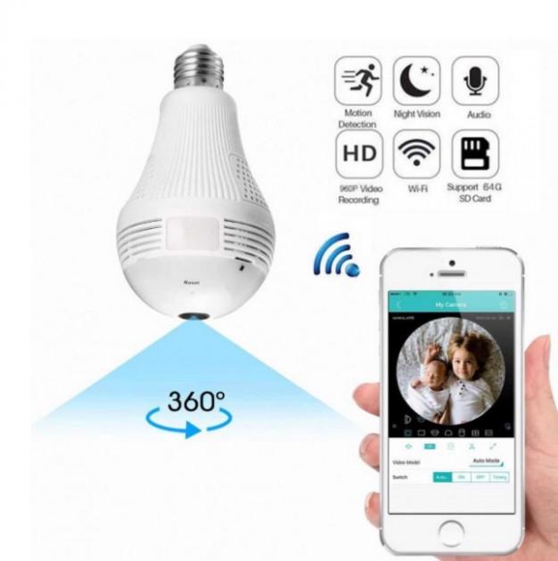 Панорамная потолочная WiFi IP камера видеонаблюдения Лампочка SMART CAMERA - фото 6 Панорамная потолочная WiFi IP камера видеонаблюдения Лампочка SMART CAMERA - фото 6