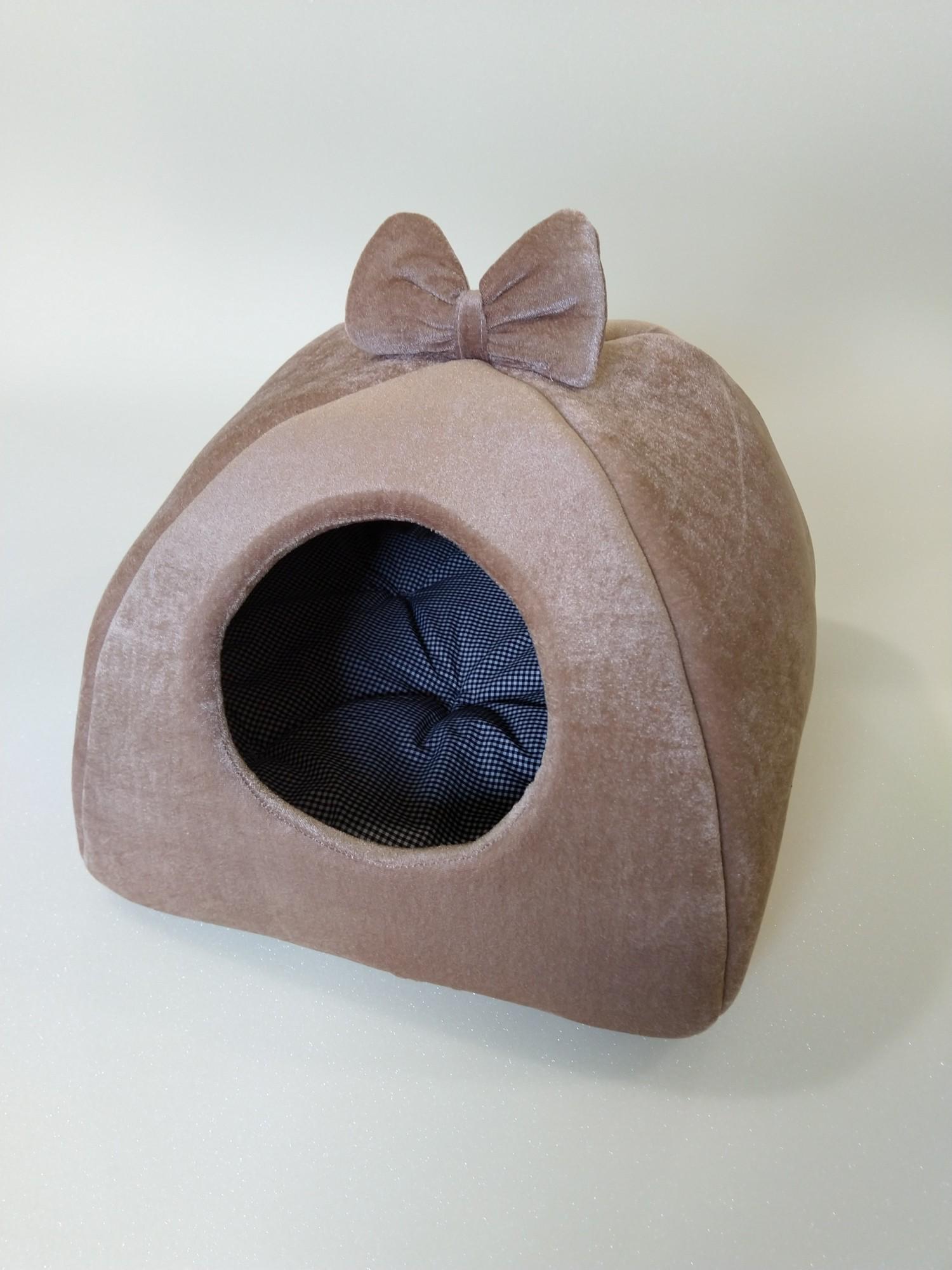 Домик-лежак для собак и кошек Luch home с подушкой 40х40х35 см Бежевый (26881498)