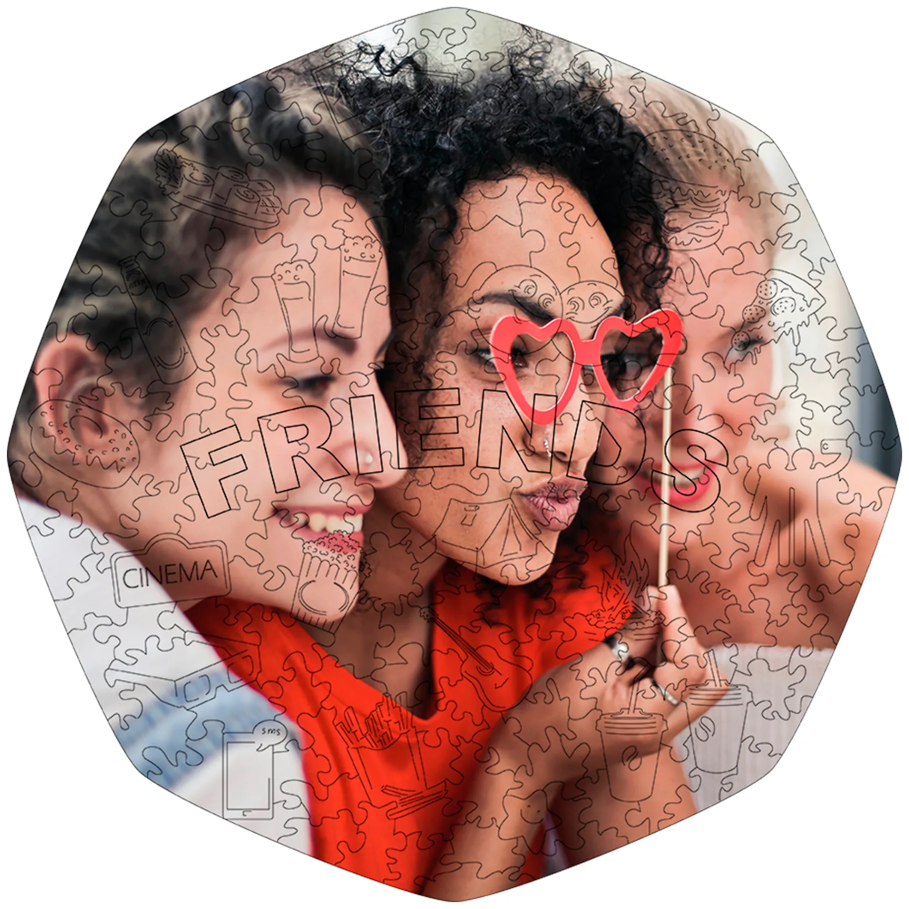 Пазл фигурный деревянный Woods Story По Вашему фото/Друзья XL (WSUA0021)