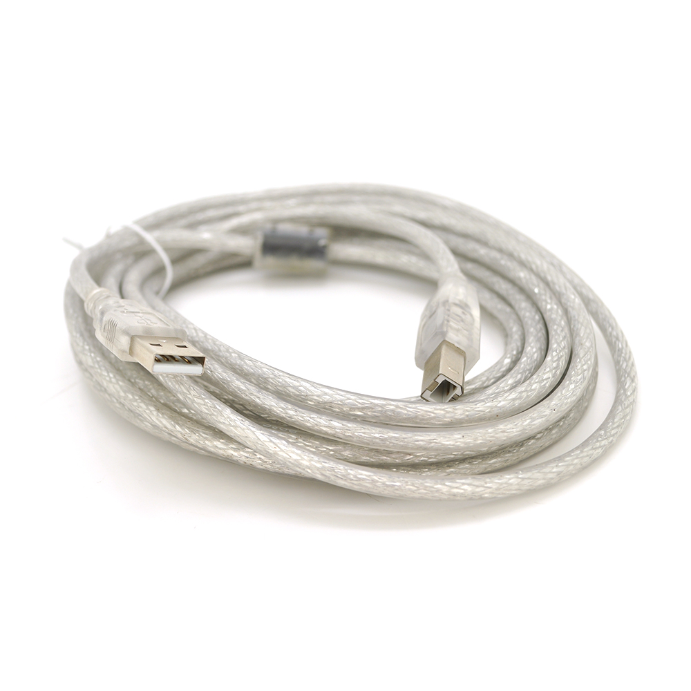 Кабель VOLTRONIC USB 2,0 AM/BM 1 феррит 5 м Белый (YUT_V2681)