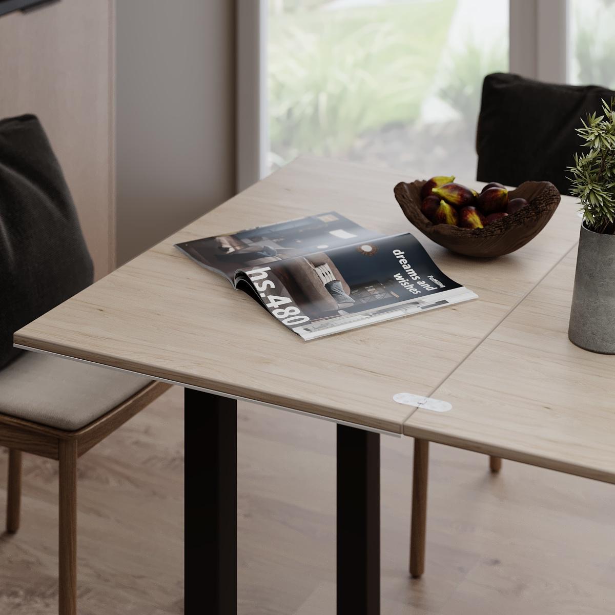 Обеденный стол-трансформер Dinner Glass 900x750x600 мм Гикори Рокфорд светлый/Белое стекло (GATB16060600201) - фото 4 Обеденный стол-трансформер Dinner Glass 900x750x600 мм Гикори Рокфорд светлый/Белое стекло (GATB16060600201) - фото 4