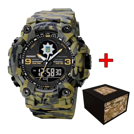 Наручные часы Patriot 001CMGRPO Полиция с коробкой Зеленый камуфляж - фото 5