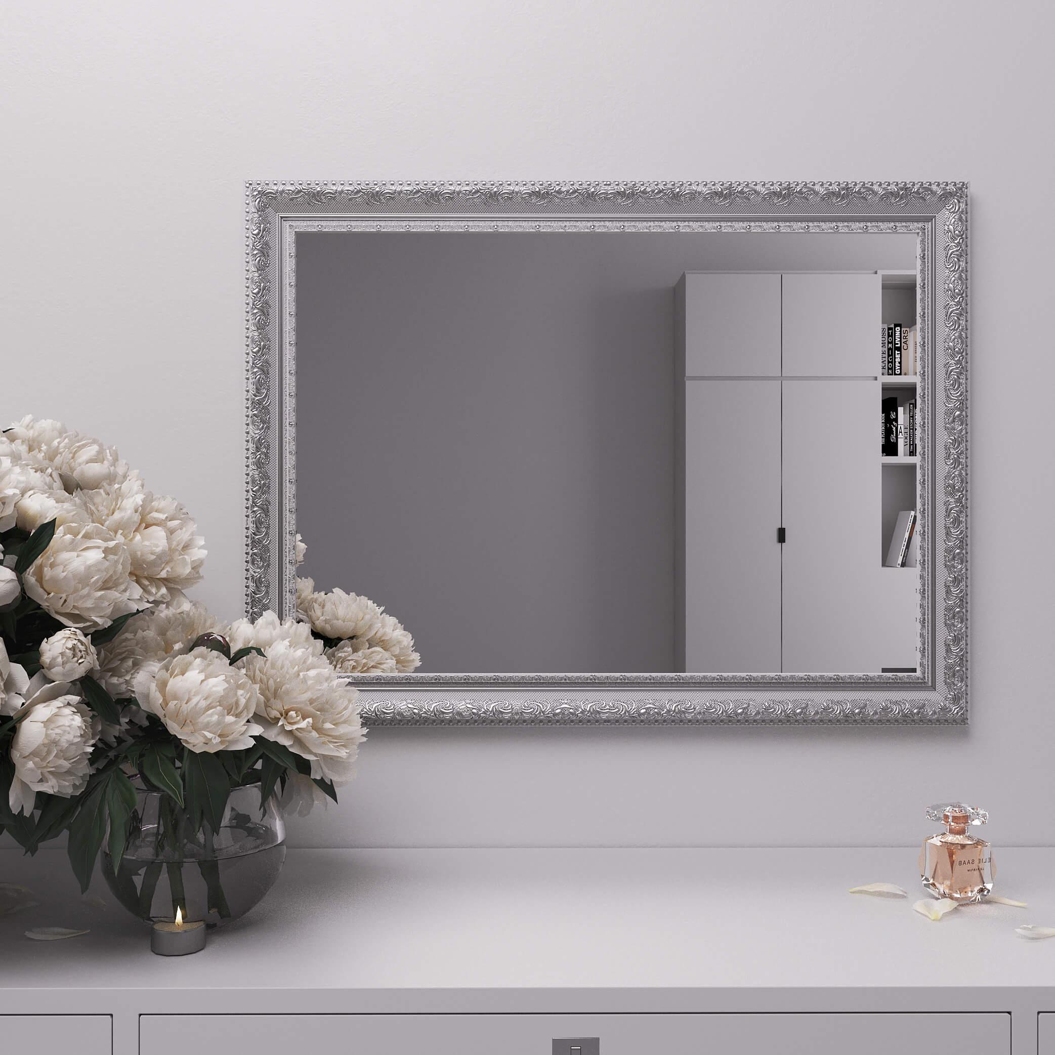 Зеркало настенное Black Mirror 60x80 см с патиной серебра Белый (5826А-64S)