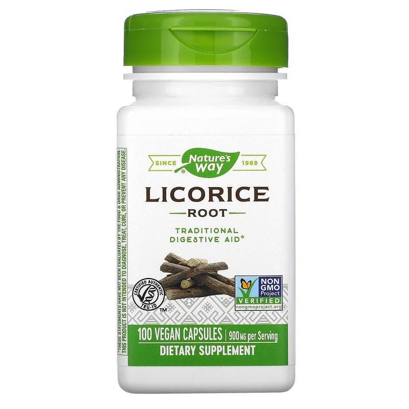 Корінь солодки Nature's Way 450 мг Licorice Root 100 веганських капс.