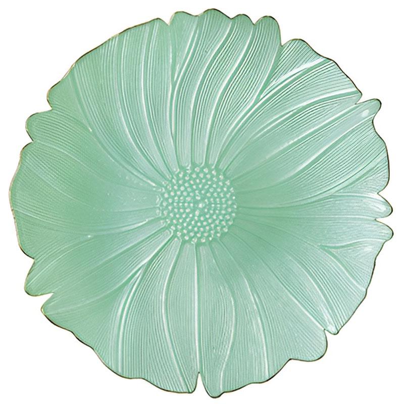 Блюдо-цветок Easy Life Spring Glass стеклянное 34 см Бирюзовый (111006848)