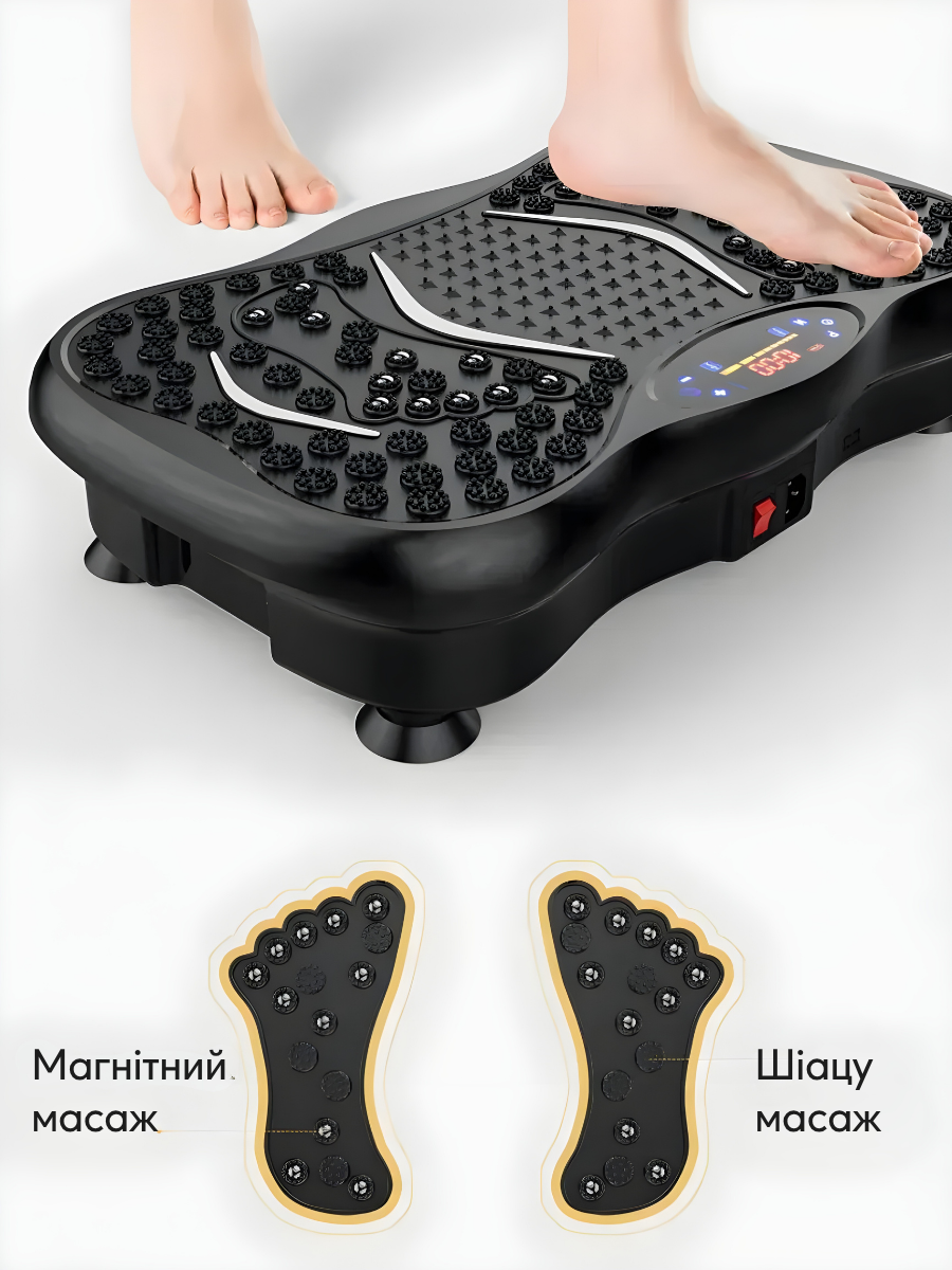 Тренажер с виброплатформой и эспандерами для похудения 99 режимов до 150 кг черный (4635742964) - фото 10