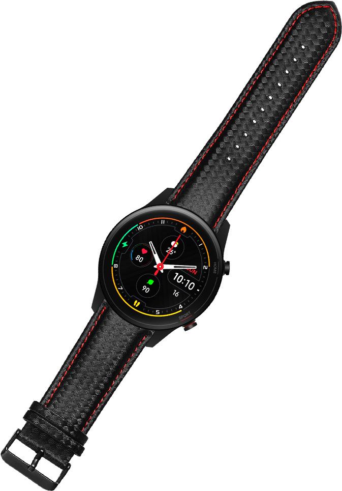 Ремешок кожаный Carbon для Xiaomi Mi Watch 22 мм Black/Red (23123-44)