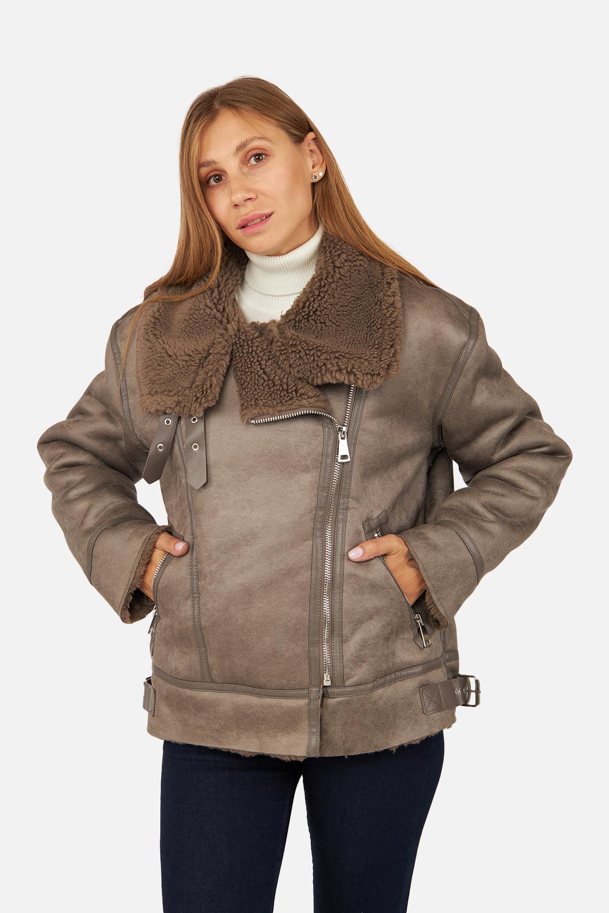 Куртка женская зимняя р. 44Коричневый (SKT001009751) - фото 3