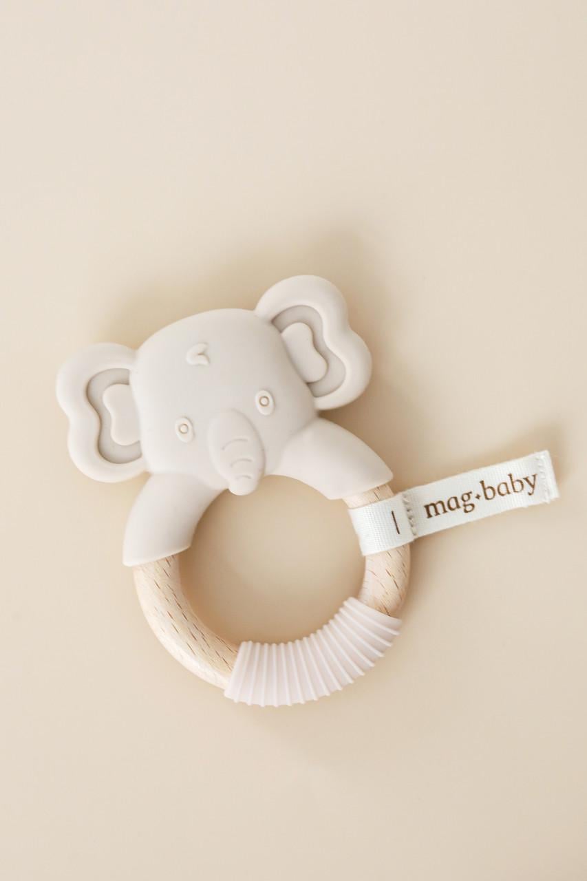 Прорізувач з дерев'яним кільцем Mag Baby Elephant Бежевий (2954784280)