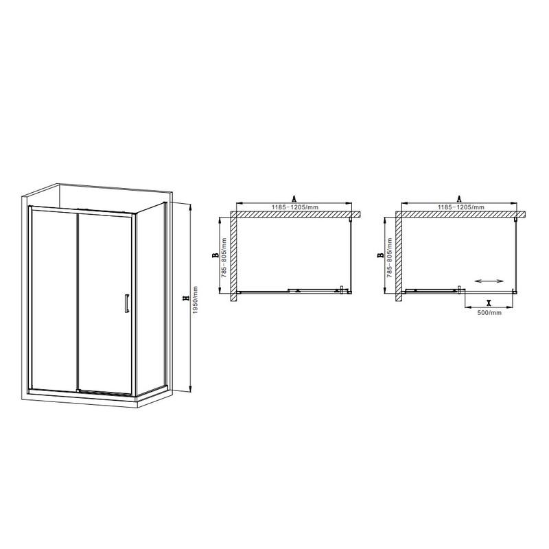 Душевая кабина без поддона MIXXUS Premium DIVERSE SC03-120x80x195-TR прозрачное стекло 6 мм Black (MI6868) - фото 5