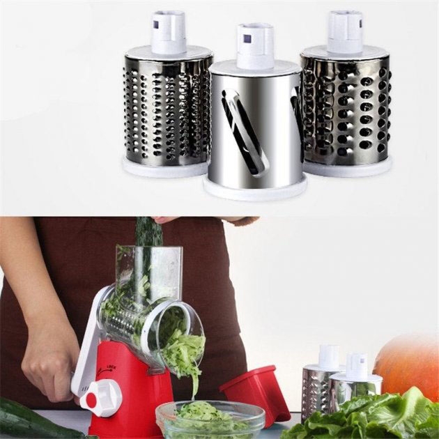Овочерізка Tabletop Drum Grater Kitchen Master 3 насадки Red (tf5726) - фото 14 Овочерізка Tabletop Drum Grater Kitchen Master 3 насадки Red (tf5726) - фото 14