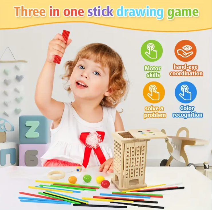 Настольная игра логическая из дерева Учим цвета и моторику с палочками и кубиком от 3 лет (826) - фото 8 Настольная игра логическая из дерева Учим цвета и моторику с палочками и кубиком от 3 лет (826) - фото 8