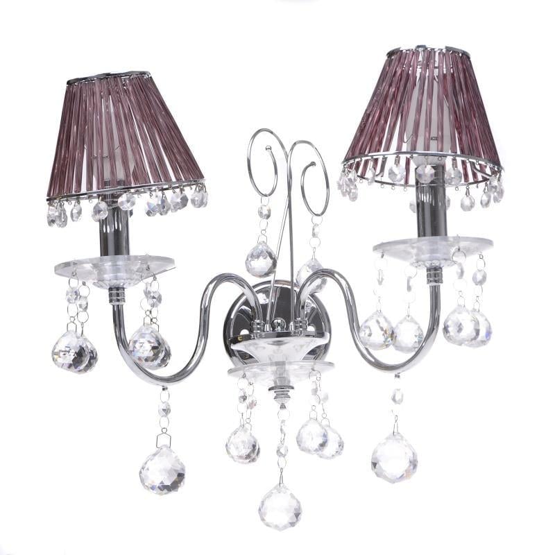 Бра настенное накладное Brille BCL-263W/2 E14 хрустальное классическое с абажуром