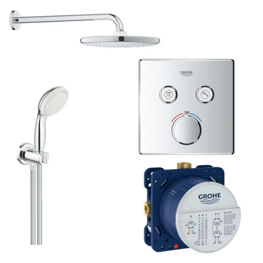 Душевой комплект с термостатом Grohe Grohtherm SmartControl New Tempesta 250 Chrome (UA26416SC1)