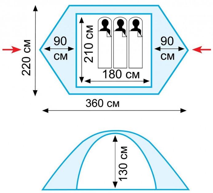 Намет Tramp Nishe 3 v2 тримісний 360x220x130 см - фото 8