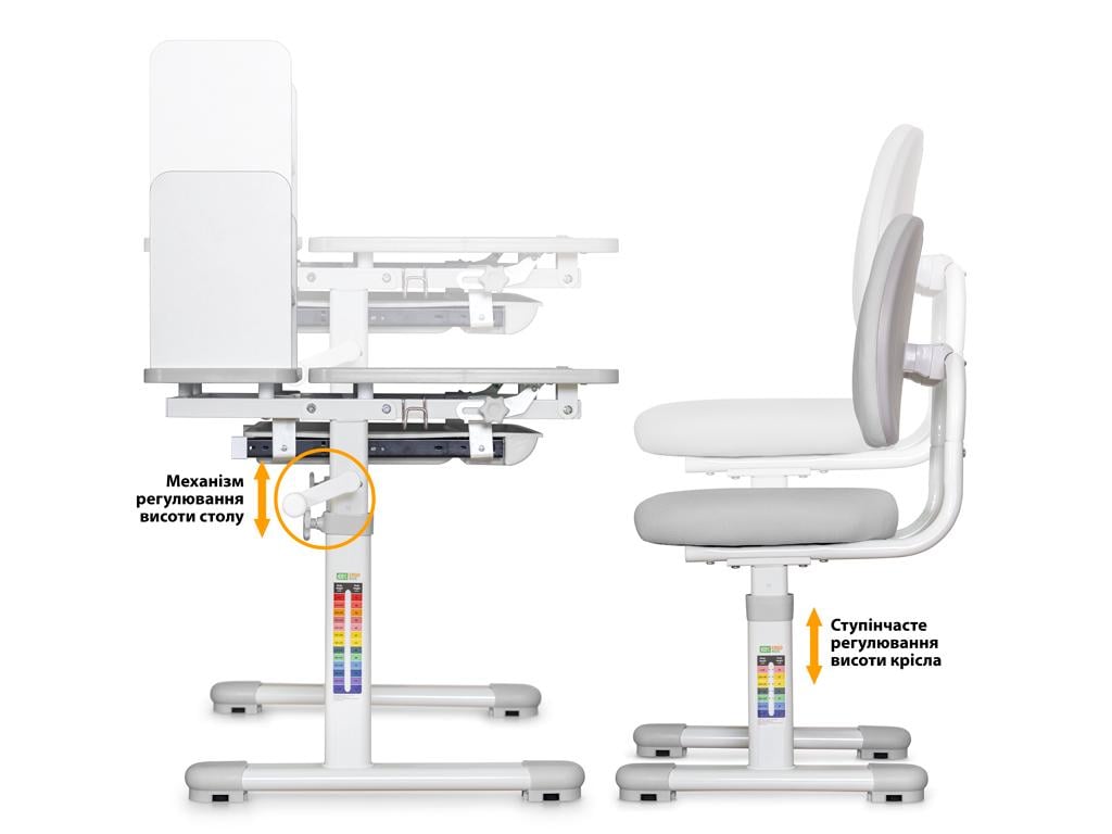Парта детская школьная ErgoKids BD-24 со стулом Серый (11299163) - фото 7