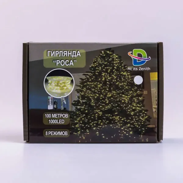 Гирлянда Роса нить с пультом 1000 LED 100 м от сети прозрачный провод Белый - фото 9