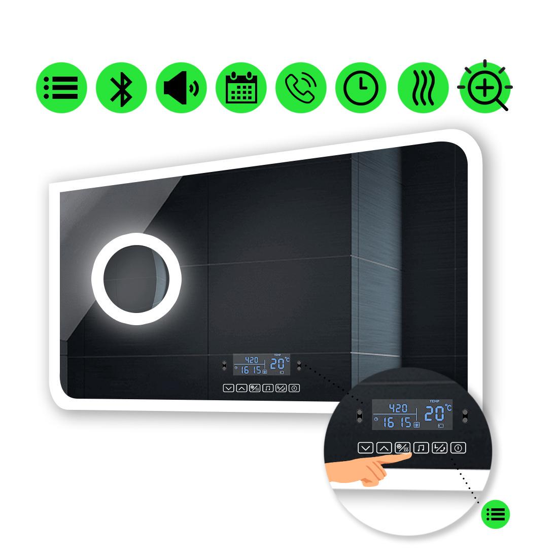 Зеркало с LED подсветкой Kruka с Smart-блоком/линзой с подсветкой и подогревом 70x100 см (Kruka151)