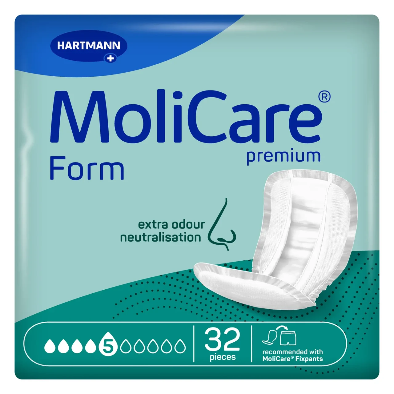 Прокладки при недержании анатомической формы MoliCare Premi MoliCare Premium Form 5 капель 32 шт. Прокладки при недержании анатомической формы MoliCare Premi MoliCare Premium Form 5 капель 32 шт.