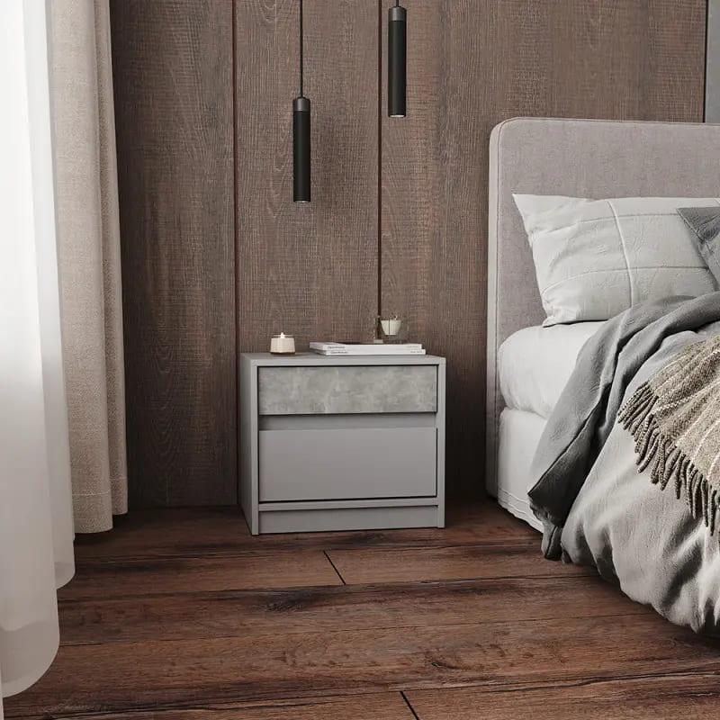 Тумба прикроватная Еверест Стайл-500 50,2х39х44,2 см Кашемир/Бетон (DTM-071155)