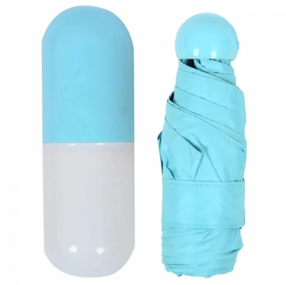 Компактный зонтик в капсуле Capsule карманный механический Голубой (23550657)