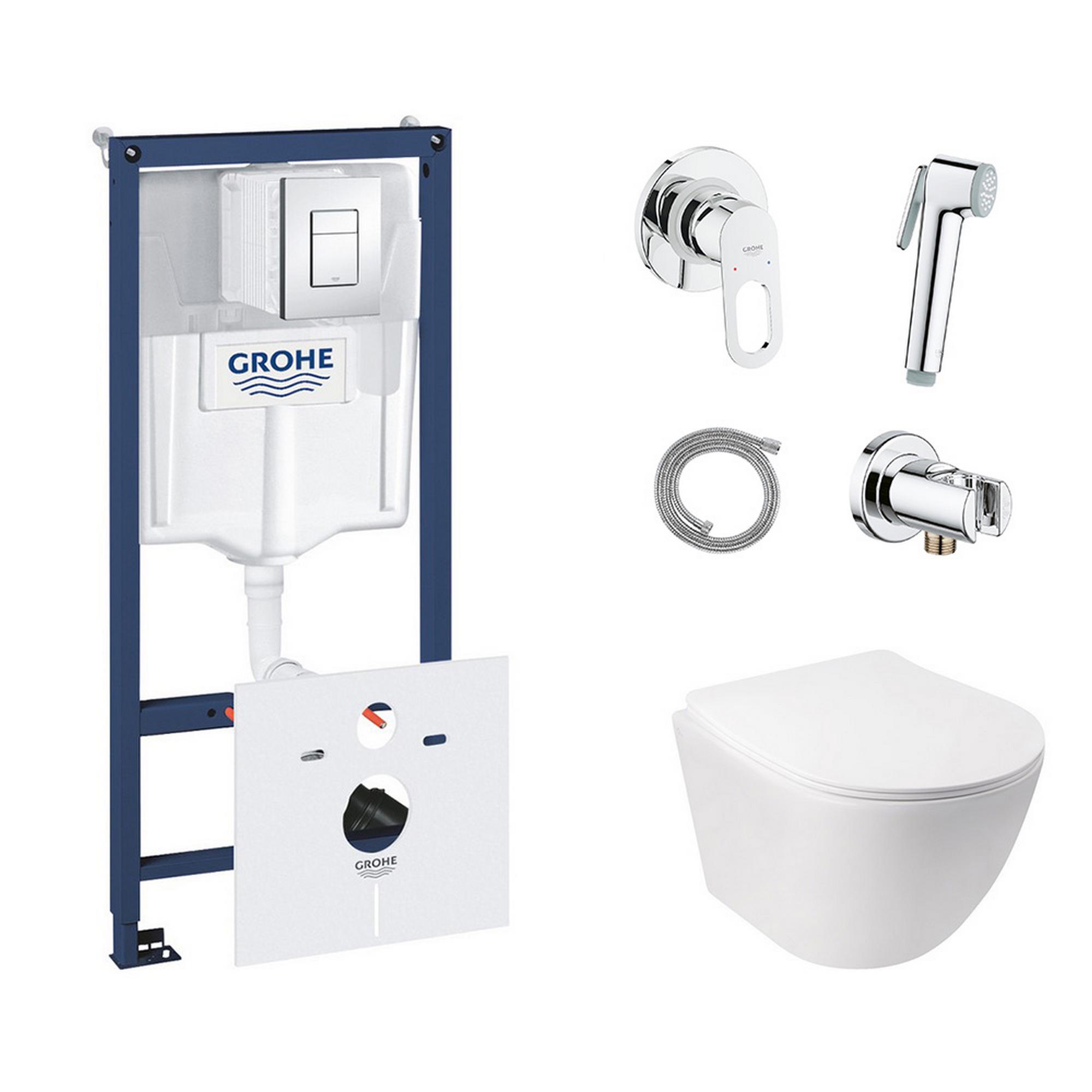Комплект инсталляции Grohe Rapid SL 38827000QT07335176W111042 с унитазом и кнопкой Хром (75776)