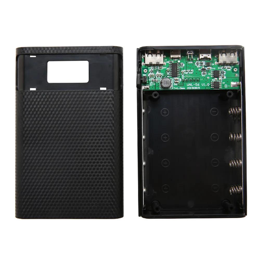 Корпус-кейс DIY L4 під АКБ 18650 4 шт. 10W 2xUSB Type-C Мicro-USB LED дисплей/ліхтарик Black - фото 3 Корпус-кейс DIY L4 під АКБ 18650 4 шт. 10W 2xUSB Type-C Мicro-USB LED дисплей/ліхтарик Black - фото 3