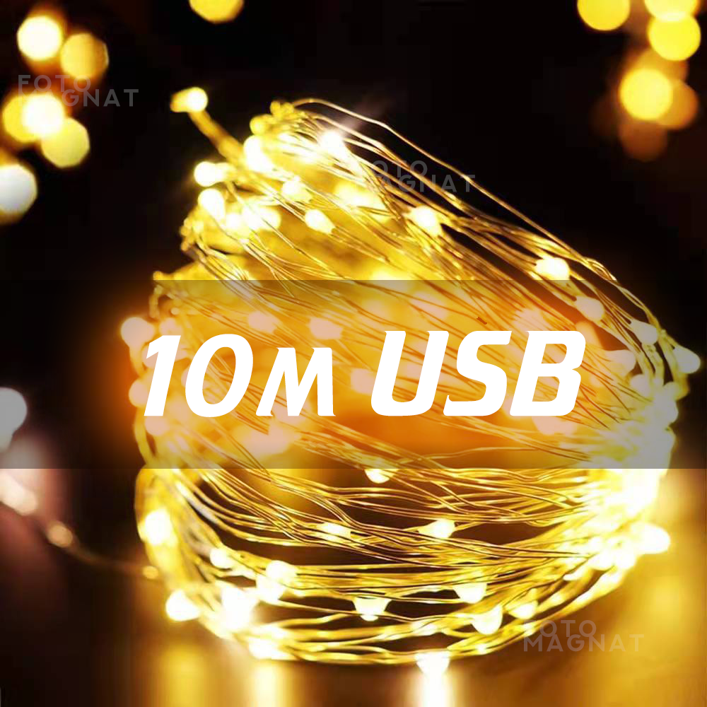 Гірлянда роса USB 100 Led пульт 8 режимів 10 м Теплий білий - фото 2