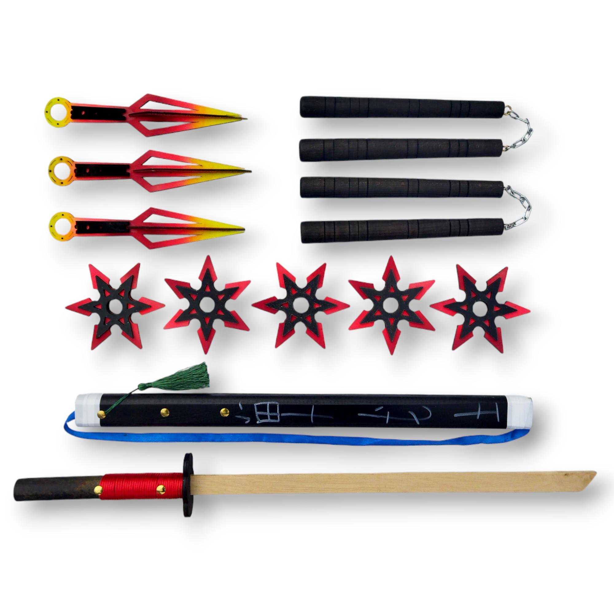 Набор игрушек Ниндзя катана/нунчаки/сюрикены/кунаи 11 шт. (ND01)