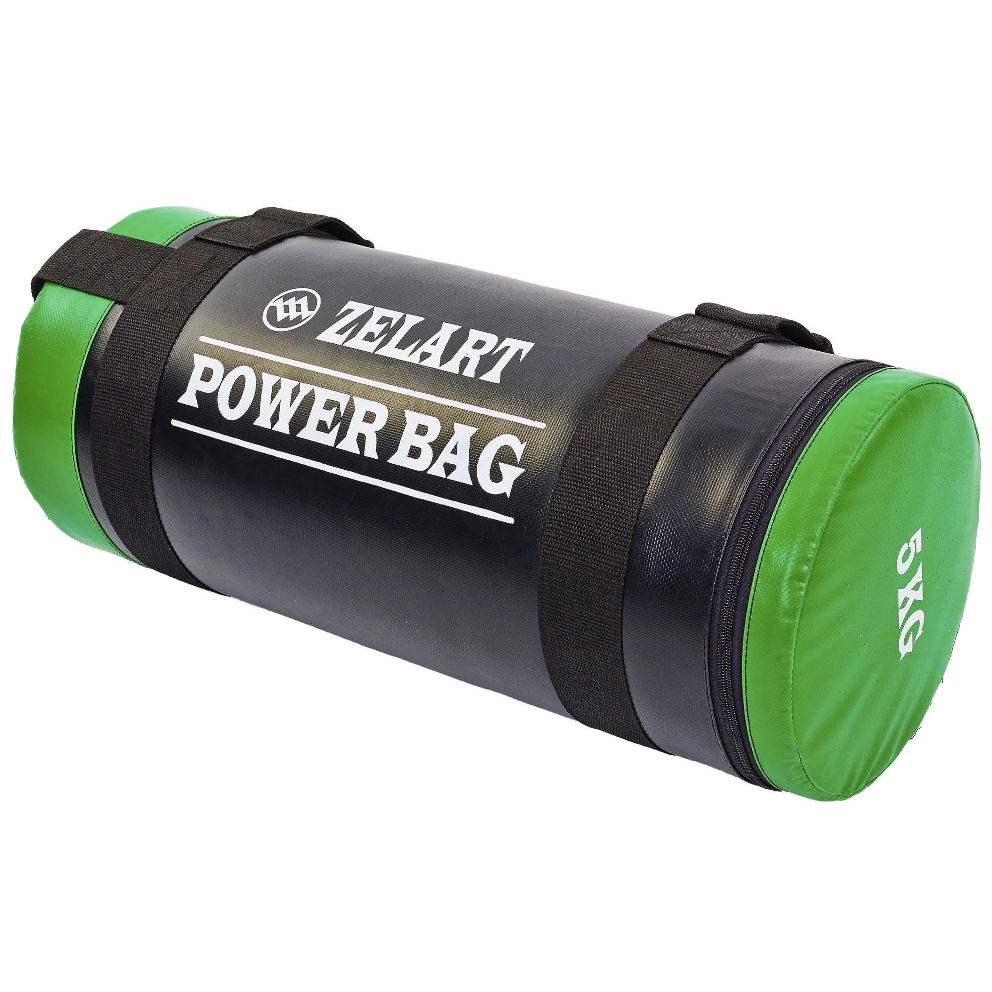 Мешок для кроссфита и фитнеса Zelart FI-5050A-5 Power Bag 5 кг Черный/Зеленый (DR003192)