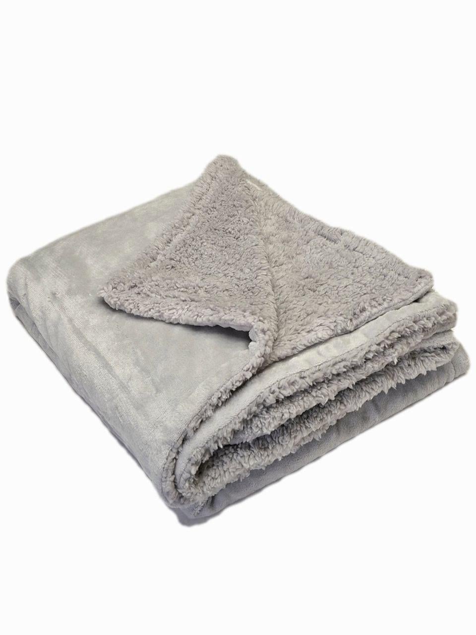 Плед двухсторонний на овчине Livarno Home 150x200 см Серый (1463)