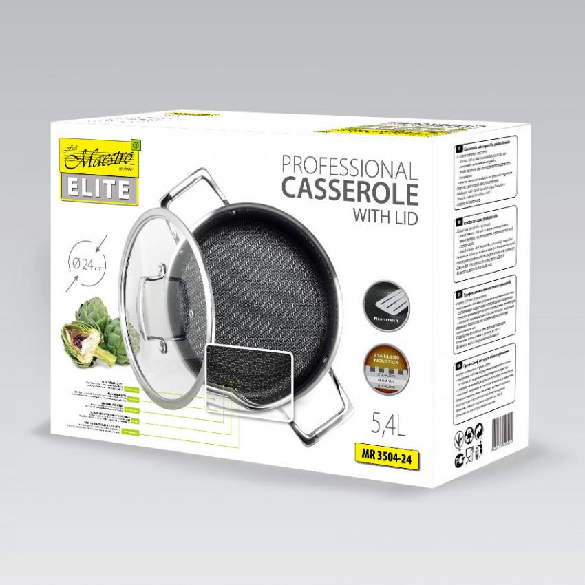 Кастрюля с крышкой Maestro Steel профессиональная 24 см 5,4 л (1246de43) - фото 2