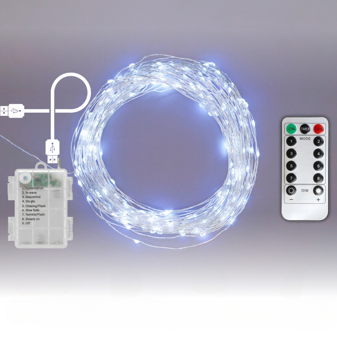 Гірлянда світлодіодна нитка Niki Light Роса на батарейках/USB 20 м 200 LED з пультом 8 режимів Білий (1996351420) Гірлянда світлодіодна нитка Niki Light Роса на батарейках/USB 20 м 200 LED з пультом 8 режимів Білий (1996351420)