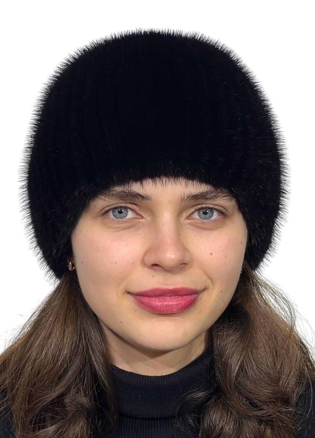 Зимняя шапка из вязаной норки Меховой стиль Листок натуральный мех Черный (111/F) Зимняя шапка из вязаной норки Меховой стиль Листок натуральный мех Черный (111/F)