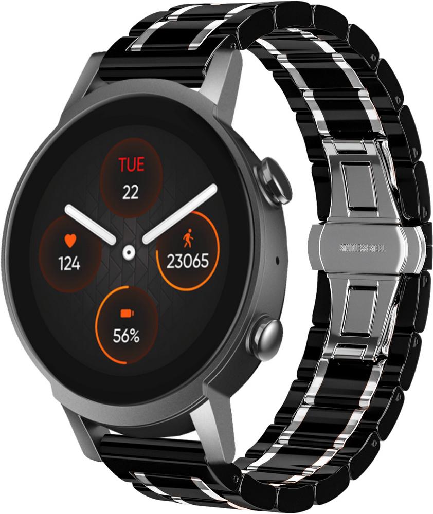 Ремешок керамический Ceramo для Mobvoi TicWatch E3 Black/White (28746-1E)