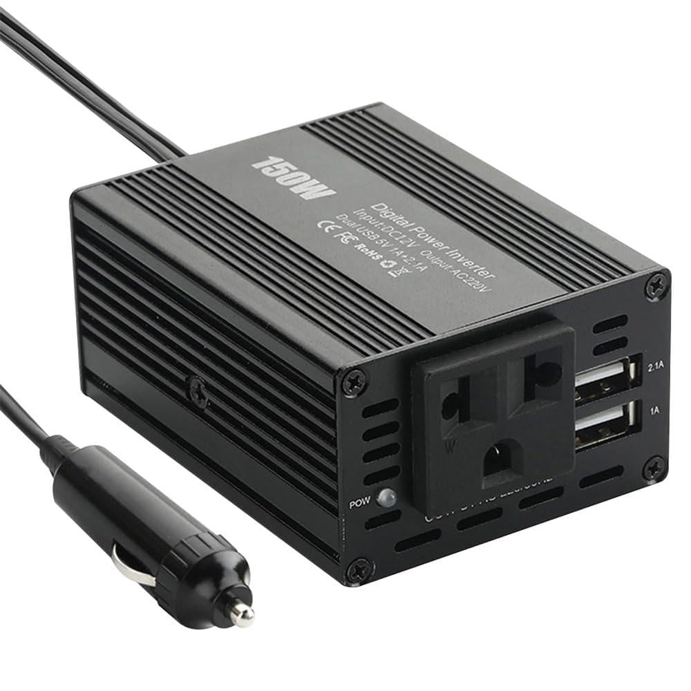 Автомобильный преобразователь напряжения 12V/220V 150 Вт с 2 USB и разъемом прикуривателя