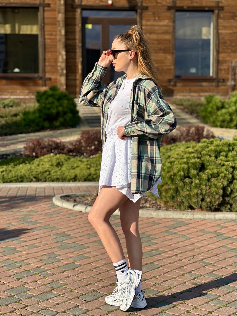 Рубашка женская в клеточку Синий/Зеленый (2567453287) - фото 6 Рубашка женская в клеточку Синий/Зеленый (2567453287) - фото 6