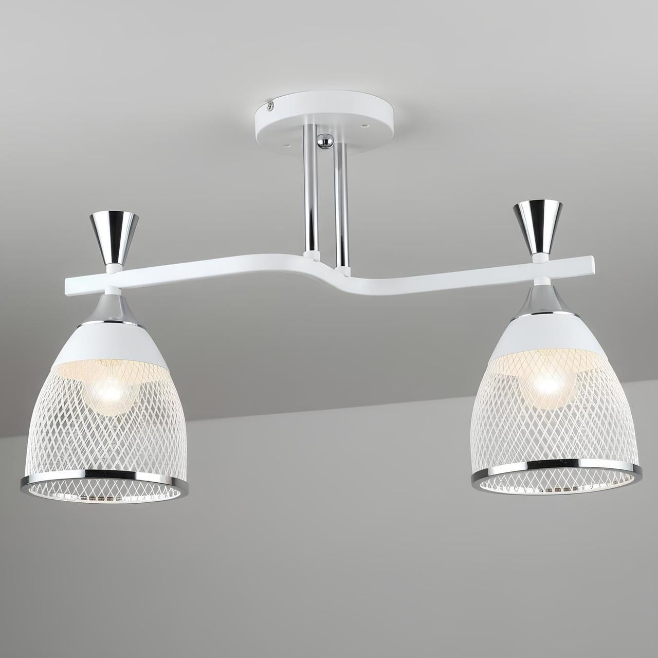 Люстра Sirius с металлическим корпусом под две лампы Е27 Белый/Хром (B N6218/2 WT+CH)