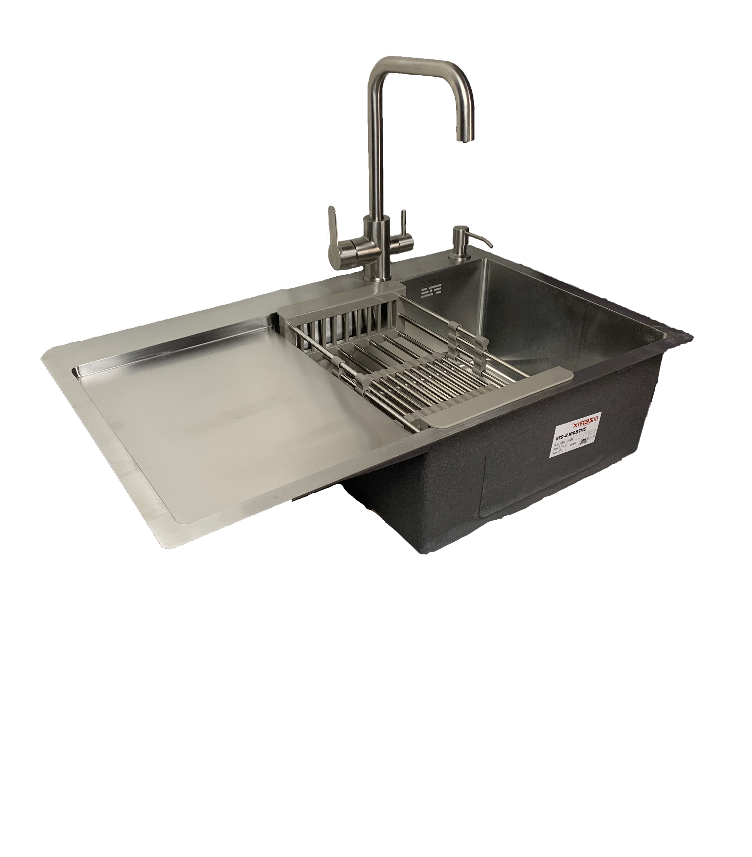 Кухонная мойка Zerix 78x49 чаша справа + смеситель с подключением к фильтру/дозатор/корзинка Кухонная мойка Zerix 78x49 чаша справа + смеситель с подключением к фильтру/дозатор/корзинка