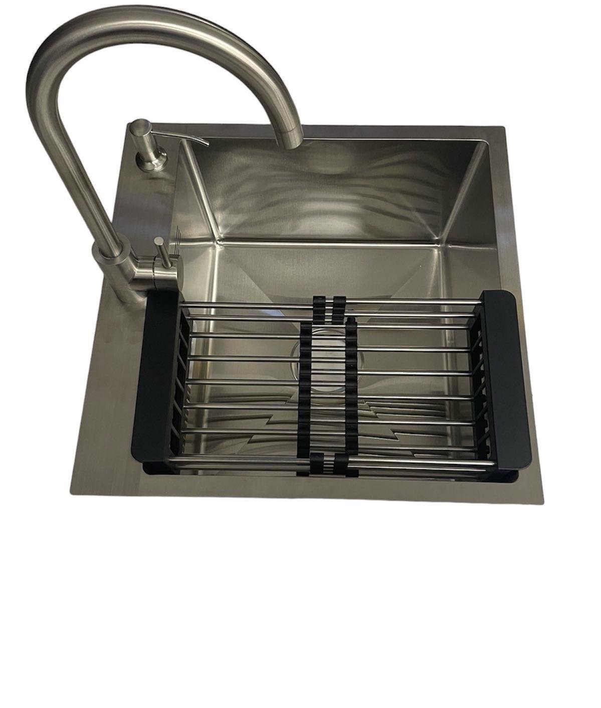 Мийка для кухні H5050 Brush Lidz та змішувач для кухні Lidz Aria 015F 30/08 мм