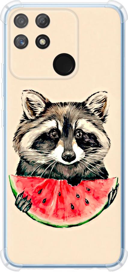 Чехол на Realme Narzo 50A Енотик с арбузом (4605sp-2514-42517)