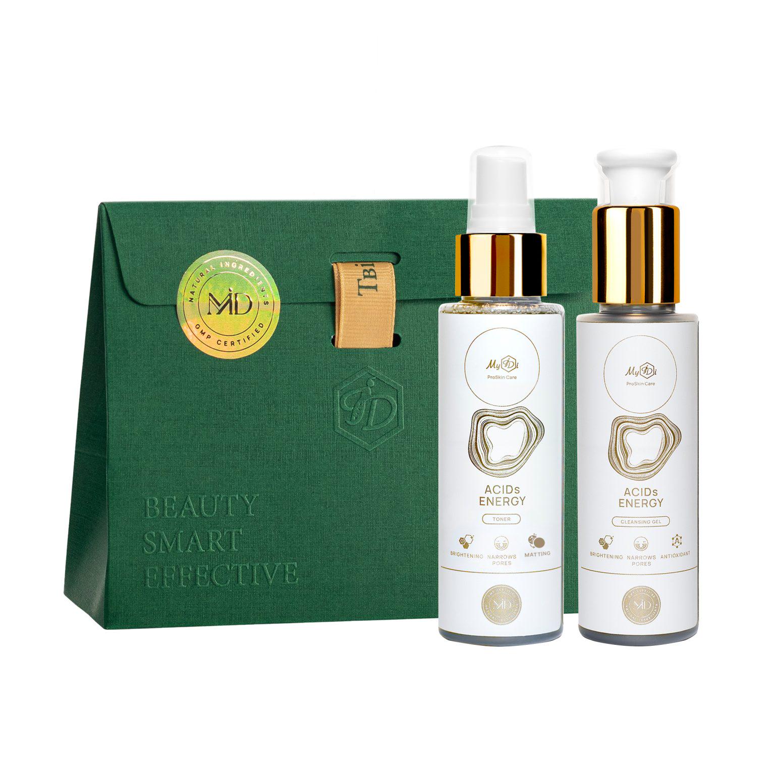 Подарочный набор для ежедневного очищения с AHA/BHA/PHA кислотами Everyday cleansing SET ACIDs ENERGY MyIDi (A00025)
