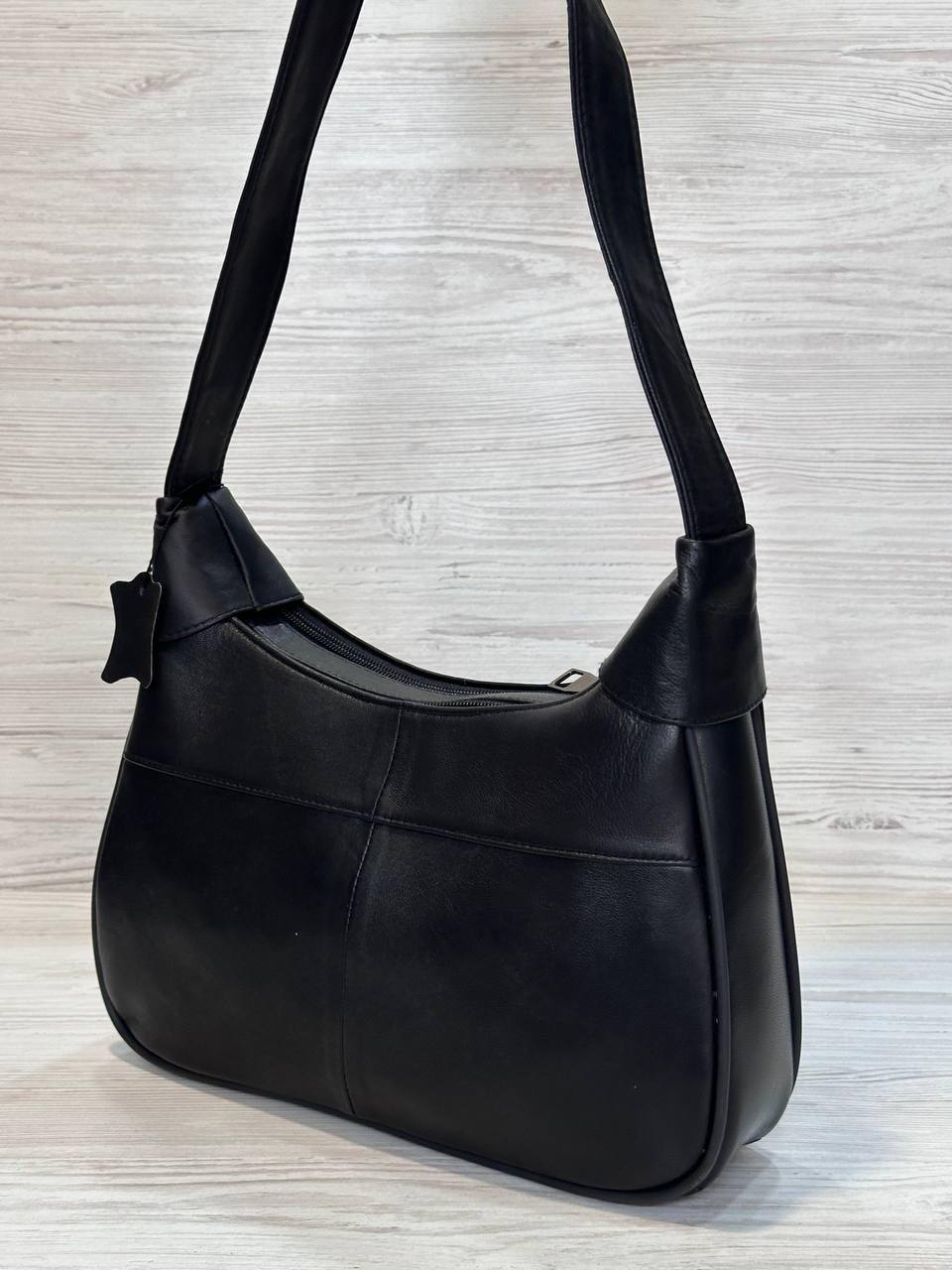 Женская сумка багет натуральная кожа Черный (112020)