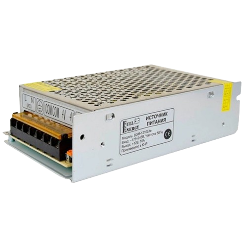 Блок питания импульсный Full Energy BGM-1210Lite 12V 10А для камер видеонаблюдения Серебристый (31153217)